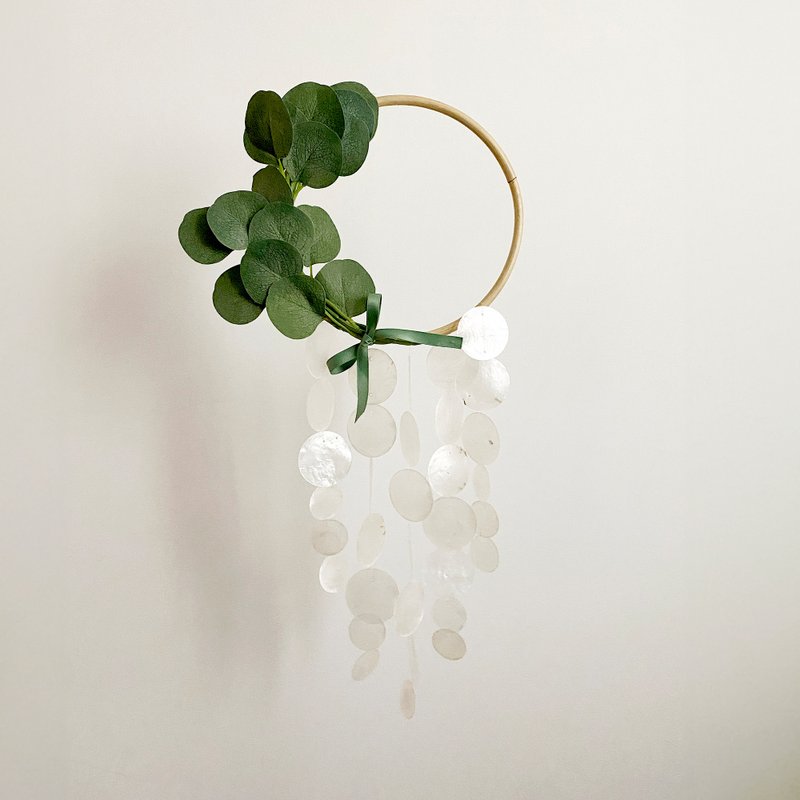 DIY-KIT |Argentina Florist-Eucalyptus Wreath(L)| Shell Wind Chime Mobile| #0-562 - 其他 - 貝殼 白色