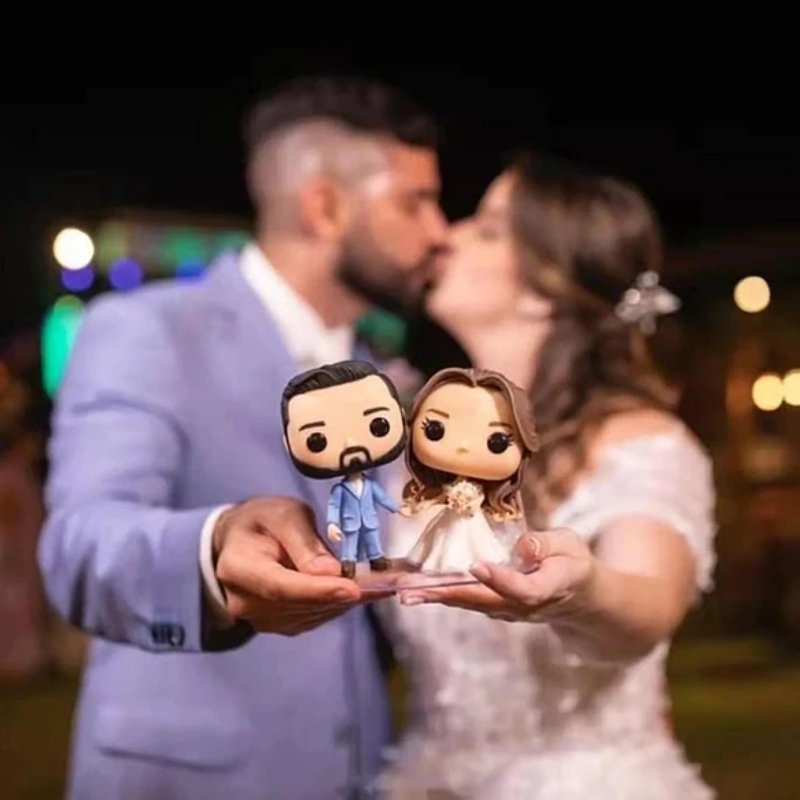 客製化3D人像公仔 訂製手工Funko Pop情侶父母夫妻結婚週年禮物 - 玩偶/公仔 - 黏土 多色