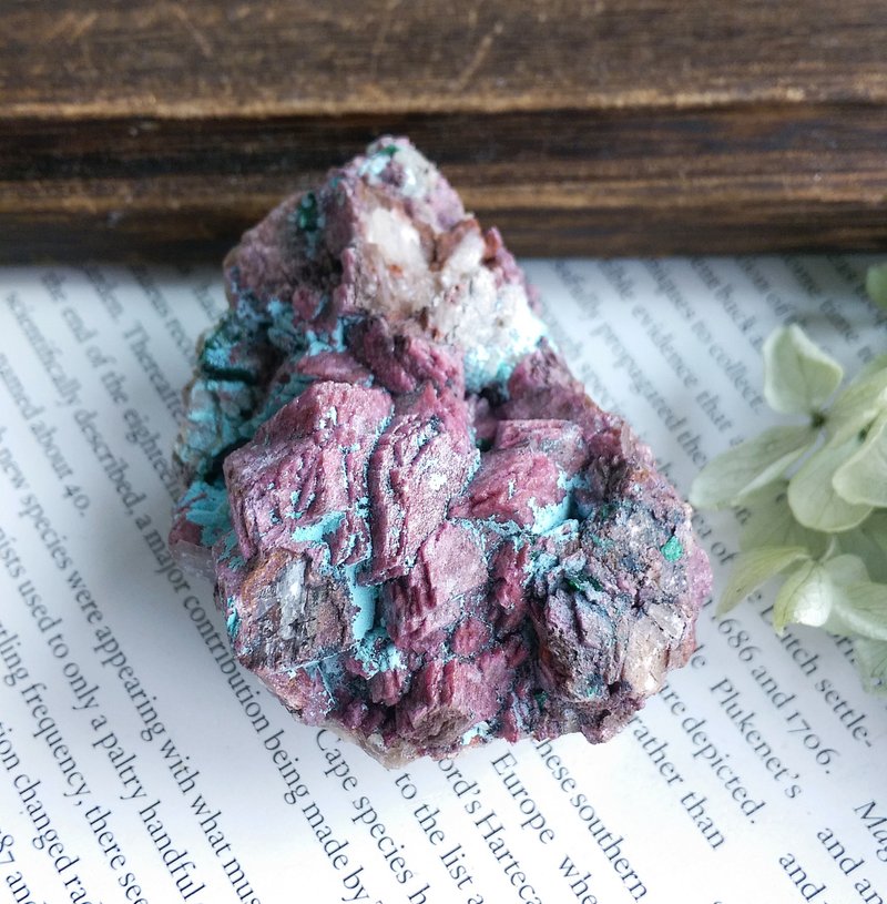 Dioptase 貴州產地 粉長石 異極礦  翠銅礦 共生礦 天然礦石 原礦 - 擺飾/家飾品 - 其他材質 