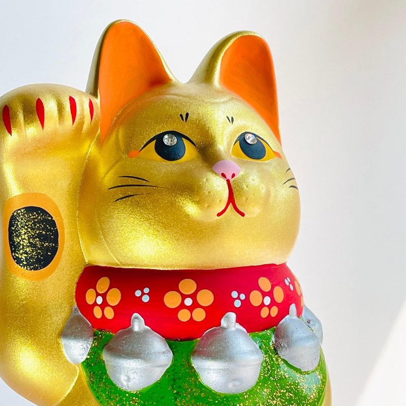 Seto Ware-Nishikai Golden Lucky Cat-21.5cm/13.5cm/7.5cm - ของวางตกแต่ง - ดินเผา สีทอง