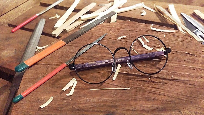 Mr.Banboo F series by cold metal encounter with a temperature of bamboo story] Taiwan handmade glasses - Glasses & Frames - Bamboo Purple
