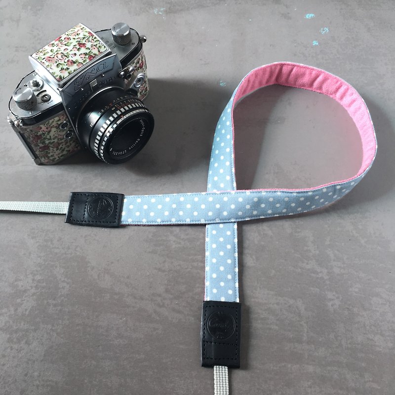 Blue Polkadot Mirrorless camera Strap - Cameras - Cotton & Hemp Blue