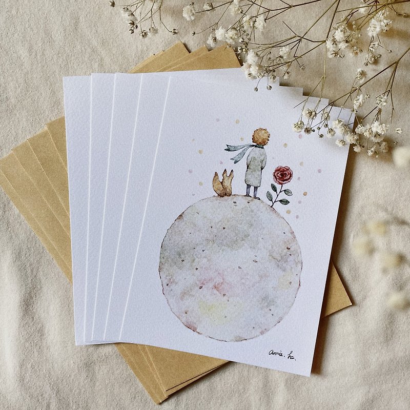 Paper Cards & Postcards - Meet the Little Prince / Hand-painted postcard universal card (group of five)