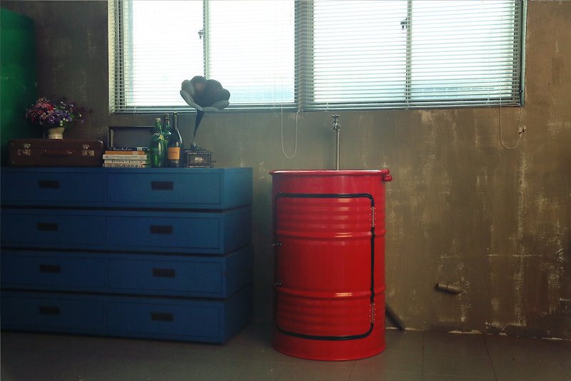 Industrial style_storage cabinet + oil barrel sink*customized color paint* - อื่นๆ - โลหะ 