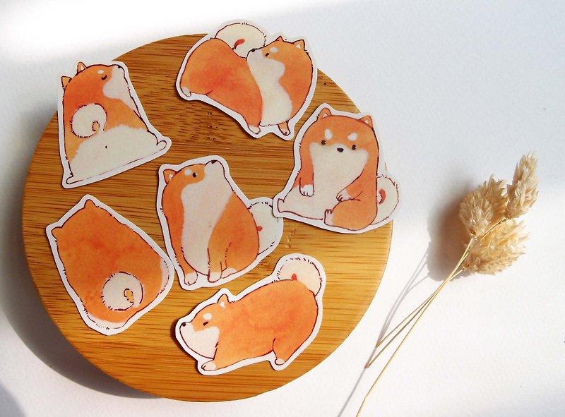 Fat firewood stick dog stickers - สติกเกอร์ - กระดาษ สีส้ม