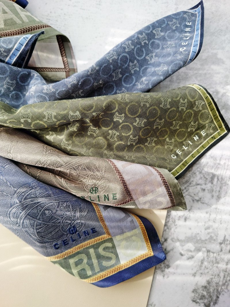 全新未使用 CELINE 稀有高質 老花 手巾方巾 手帕 綁包帶圍巾絲巾 - 其他 - 棉．麻 白色