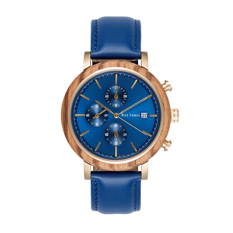 【Customized Gifts】Wils Fabrik - The Blue Blood M - Zebra Wood Watch - Men's & Unisex Watches - Wood Blue