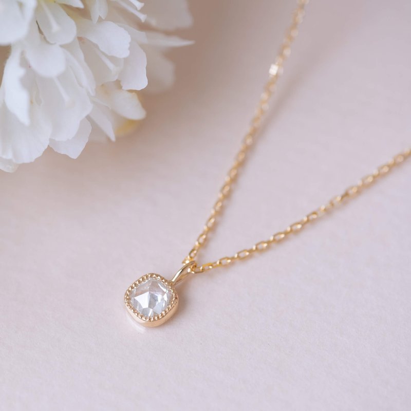 White magnolia Petal Diamond Necklace - สร้อยคอ - เพชร ขาว