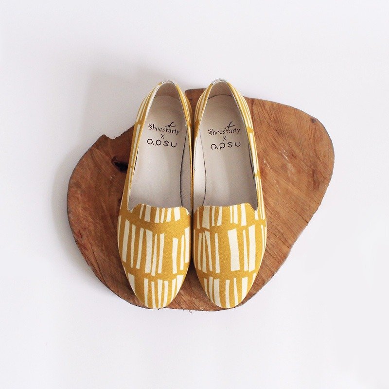 一把薯條歐貝拉 /手工訂製/日本布料/M2-17104F - 女休閒鞋/帆布鞋 - 棉．麻 黃色