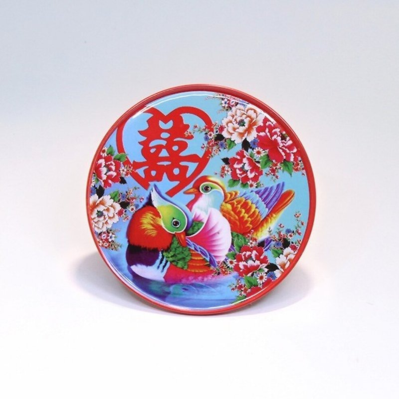 Double 囍鸳鸯【Taiwan impression round coaster】 - ที่รองแก้ว - โลหะ สีแดง