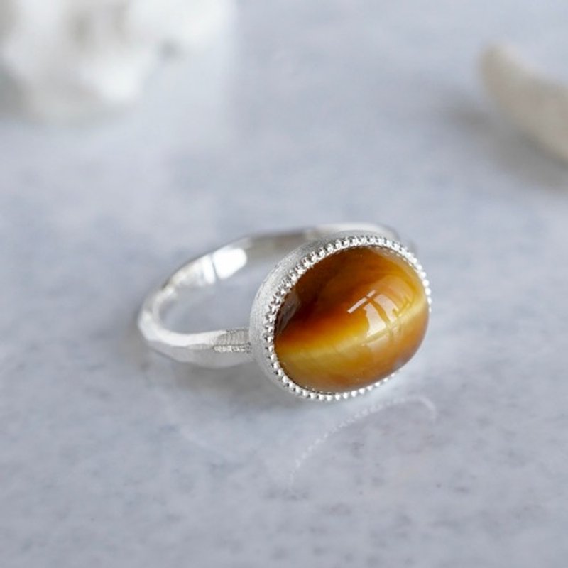 Tigers-eye ring [OP780SV] - แหวนทั่วไป - โลหะ 