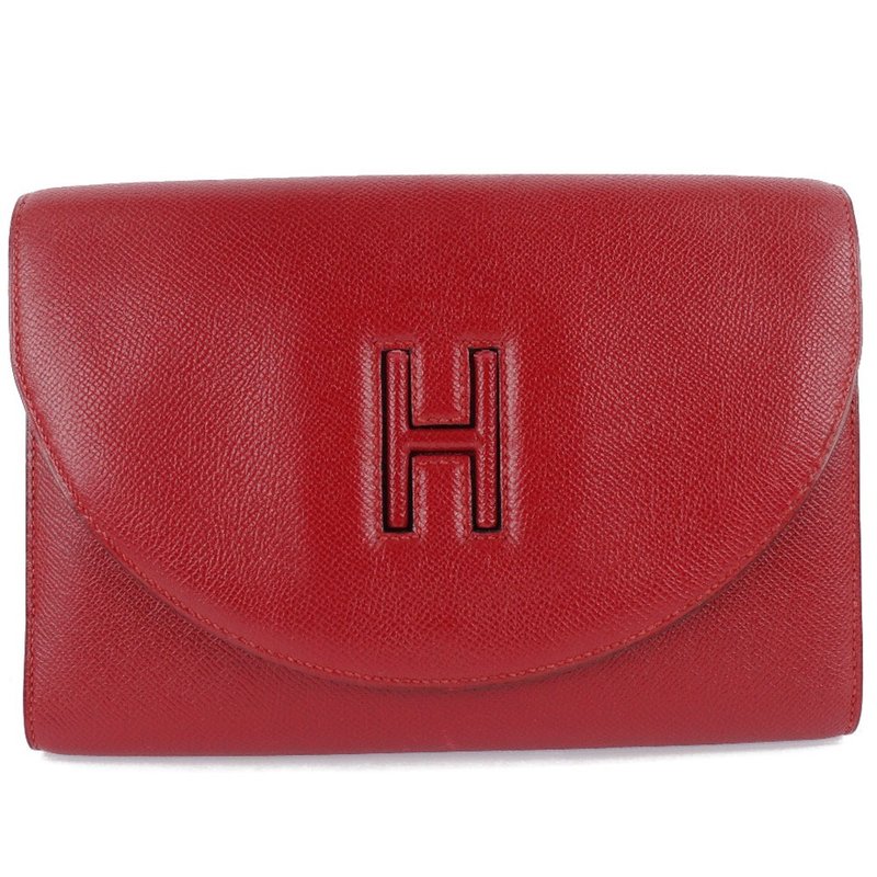 【日本直送】エルメス HERMES Hロゴ クラッチバッグ ヴィンテージ ヴォーエプソン ルージュヴィフ 赤  レディース【中古】 - 手拿包 - 真皮 紅色
