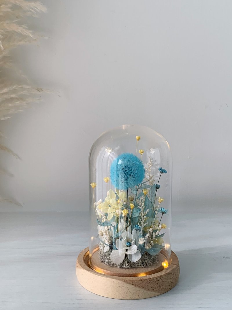 蒲公英永生花玻璃罩盅 蒲公英LED玻璃罩盅 生日禮物 畢業禮物 - 乾燥花/永生花 - 植物．花 