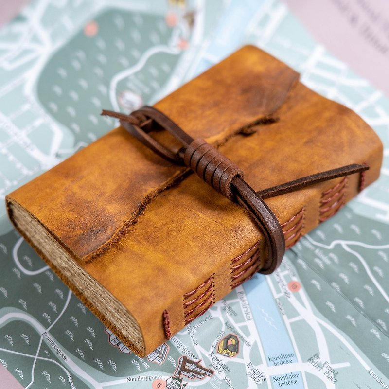 筆記本/手帳 真皮 Leather Journal, Vintage Bookbinding (Natural Edge / Rustic Brown) - Notebooks & Journals - Genuine Leather 