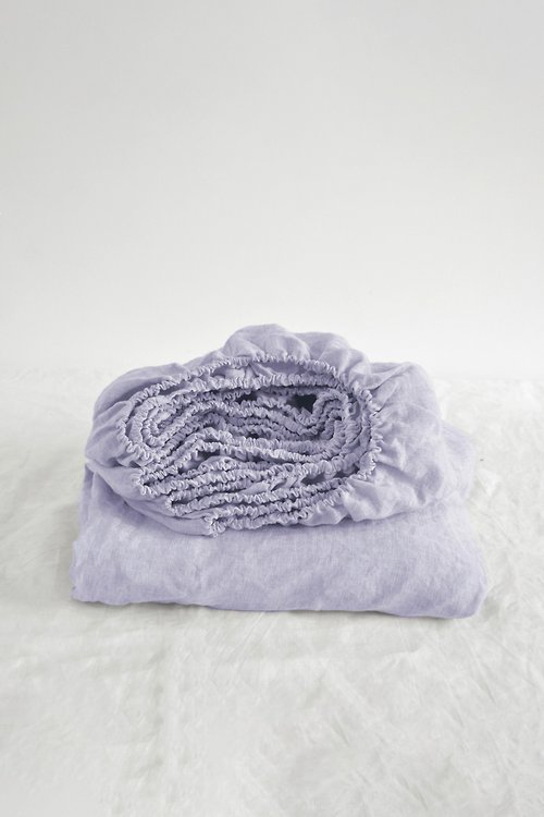 True Things Pastel lavender linen fitted sheet / Softened linen bed sheet / Deep pocket