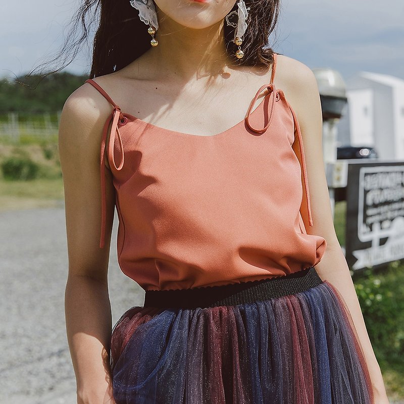 アン・チェン2019年夏の新しいスタイルのアートの女性のソリッドカラーの短いストラップ8052 - ベスト - ポリエステル レッド