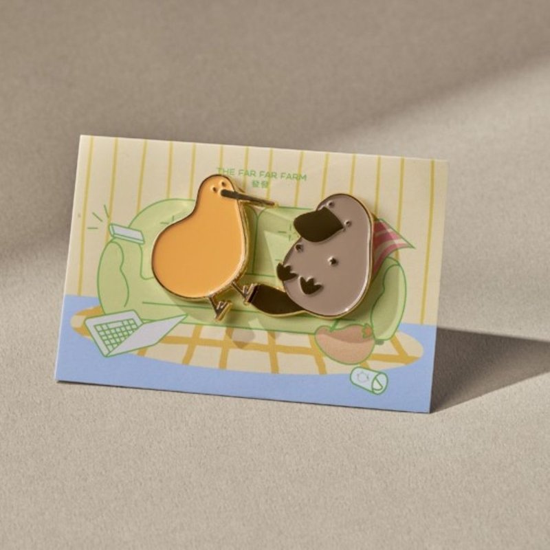 J03 奇異鳥與鴨嘴獸別針組-沙發款 - 其他 - 其他金屬 橘色