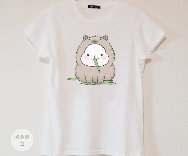 白うさぎがカピバラを演じる オリジナルイラストtシャツ 半袖トップス ショップ Starlululu Tシャツ Pinkoi