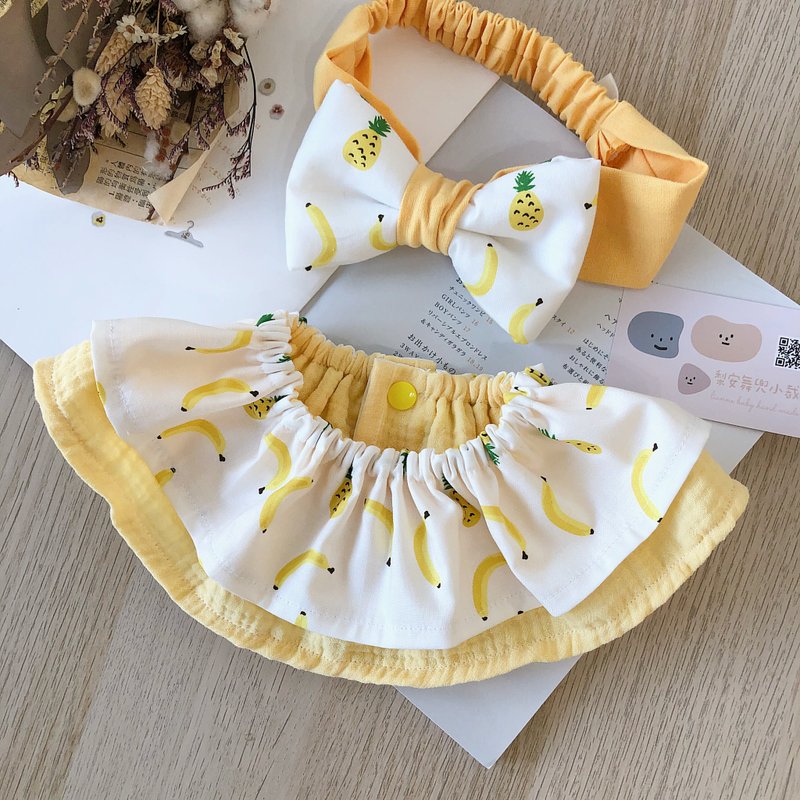 Banana Pineapple Milk Miyue Gift Box Two-piece Handmade Baby Hairband + Bib - Baby Gift Sets - Cotton & Hemp 