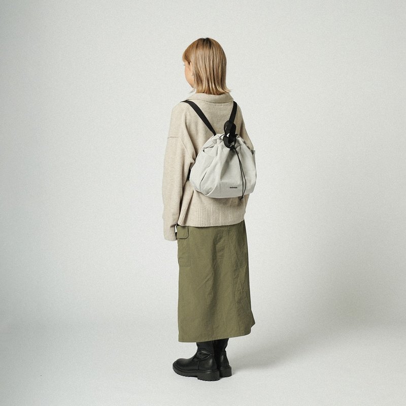 EMMA ECO Mini Everyday Totepack | Drawstring Backpack (S Size, Cloudy Gray) - กระเป๋าเป้สะพายหลัง - วัสดุอีโค สีเทา