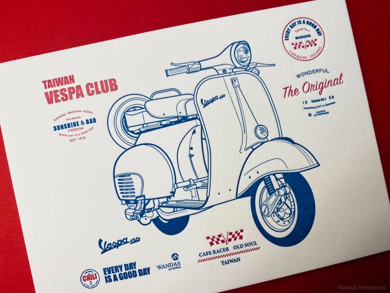 Vespa150-Weiss postcard - Cards & Postcards - Paper White