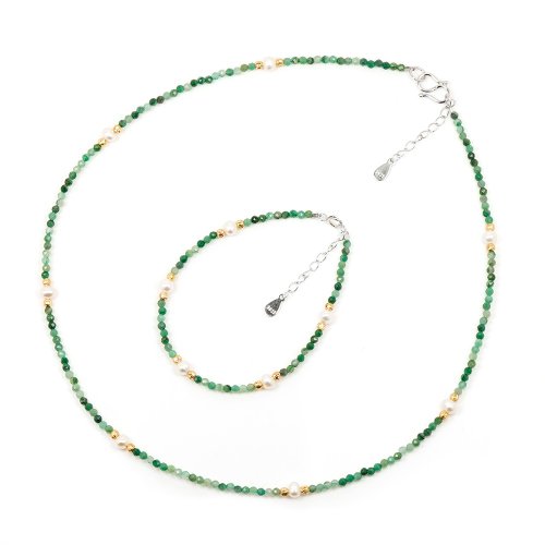 正佳珠寶 Gemsrich Jewelry 【正佳珠寶】天然淡水珍珠 極細非洲玉 珍珠項鍊 珍珠手鍊