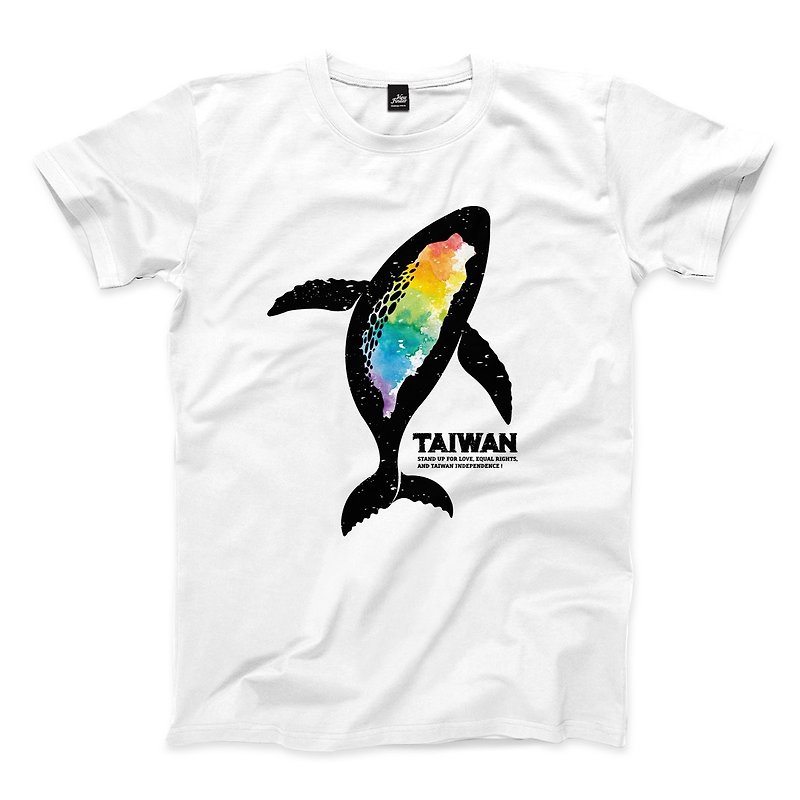 Iridescent Taiwanese Whale-White-Unisex T-shirt - Men's T-Shirts & Tops - Cotton & Hemp White