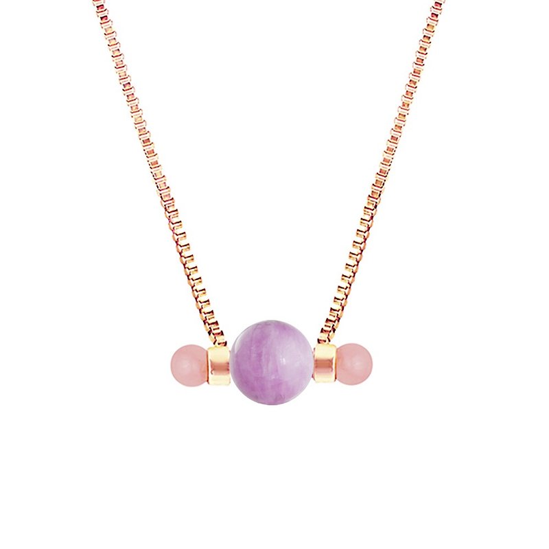 Small universe magnet hole tournament stone necklace KUNZITE - Necklaces - Gemstone Pink