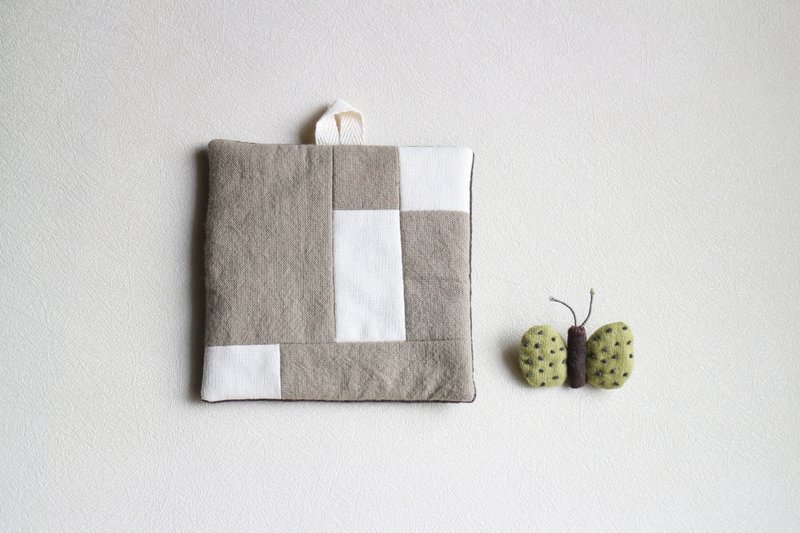 Patchwork coaster 259 - Coasters - Cotton & Hemp Khaki