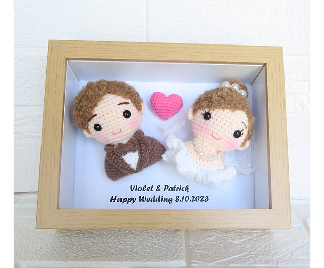 Customized] Crochet wedding doll photo frame - Shop Handmade