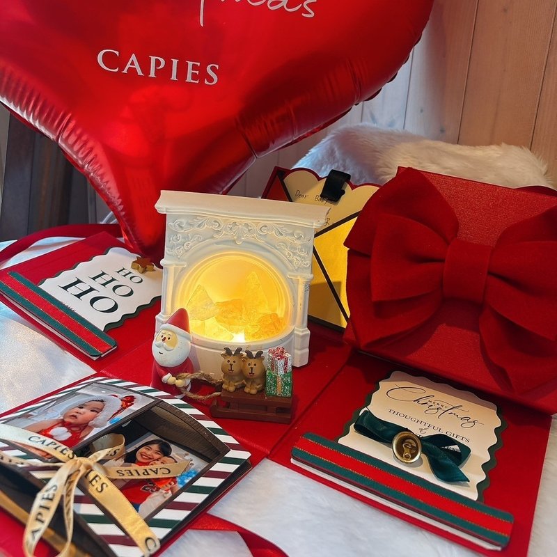 【聖誕泡泡禮物盒套組】復古壁爐水晶燈(預購12/20出貨) - 禮物盒/包裝盒 - 紙 紅色