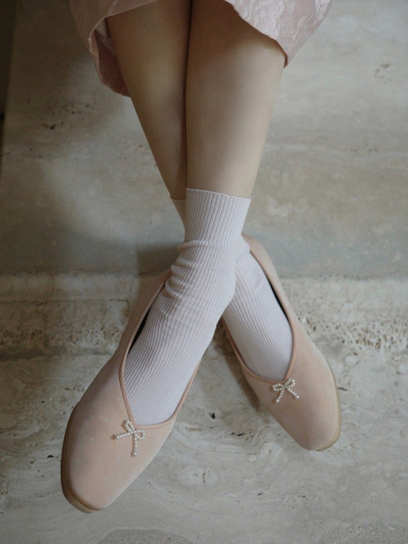 RIBBON BALLET FLAT - 娃娃鞋/平底鞋 - 其他材質 