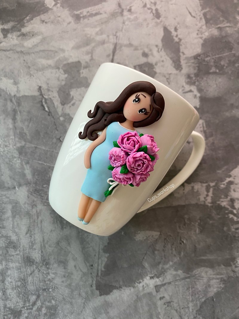แก้ว เซรามิก ขาว - Future Mum gift idea, pregnant girl gift idea, custom clay mug, funny ceramic