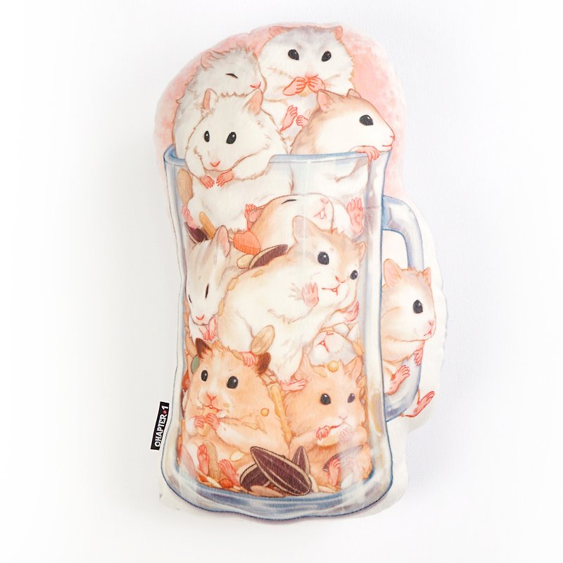 Hamster in Mug  Backrest pillow New arrival Gift New Year - 枕頭/咕𠱸 - 聚酯纖維 灰色