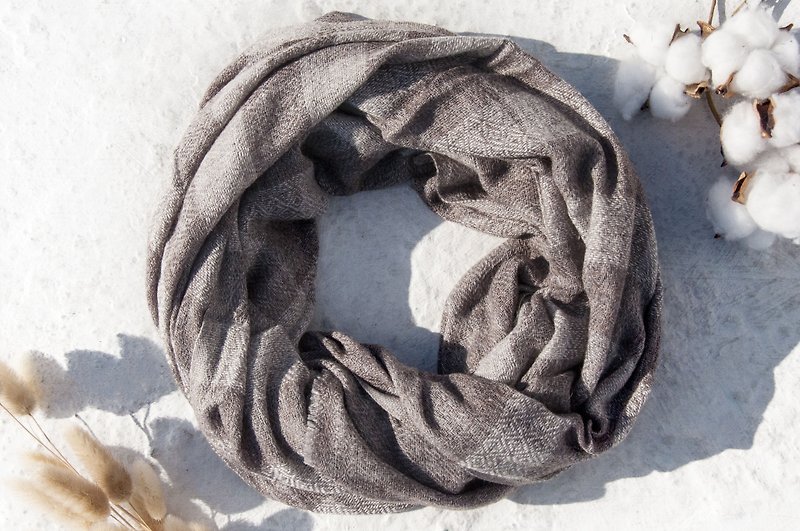Cashmere Cashmere / Knitted Scarf / Pure Wool Scarf / Wool Shaw - Nordic Coffee Plaid - Knit Scarves & Wraps - Wool Brown