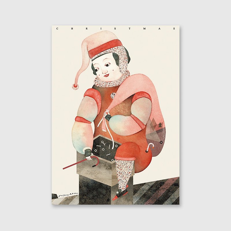 Santa Claus on the chimney - การ์ด/โปสการ์ด - กระดาษ 