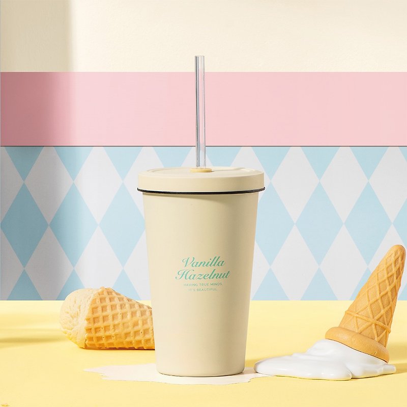 Ice Cream Bar straw cup II 550ML - Vanilla Hazelnut - Vacuum Flasks - Other Metals Yellow