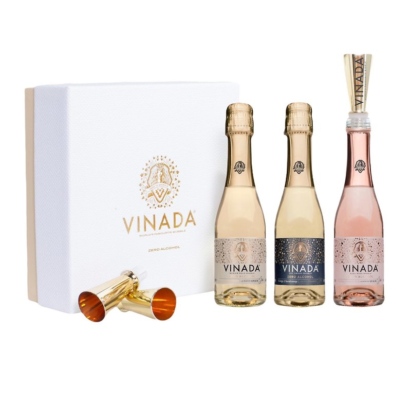 [Non-alcoholic gift box] VINADA non-alcoholic sparkling wine zero-alcohol grape pure brewed bubbles - Other - Glass Gold