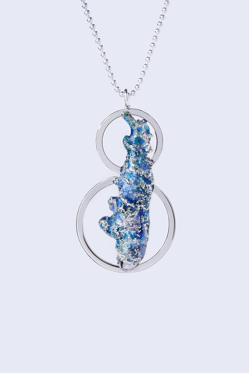 Sterling silver Enamel  necklace - สร้อยคอ - เงินแท้ สีน้ำเงิน