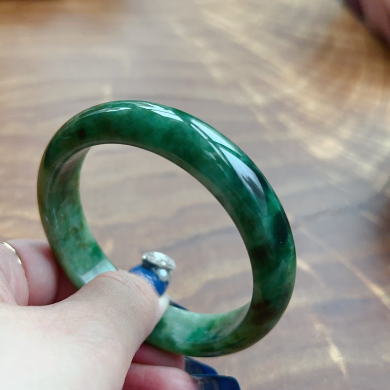 Floating Green Floral Jade Bangle | Circumference 19 | Natural Burmese Jadeite Grade A | Gift - Bracelets - Jade Multicolor