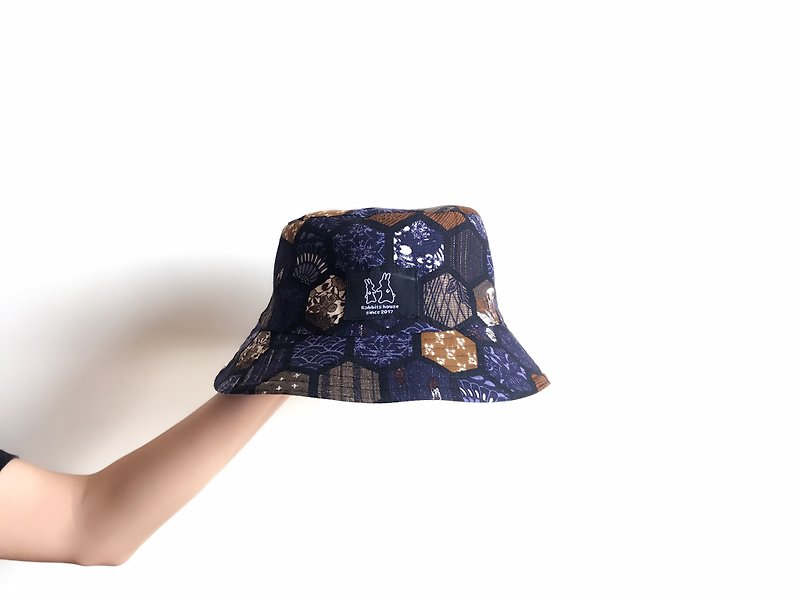 Purple lattice fisherman hat - หมวก - ผ้าฝ้าย/ผ้าลินิน สีม่วง