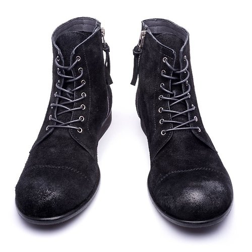 ARGIS 日本職人手工皮鞋 ARGIS 日本純牛皮粗曠感高筒軍靴 #22230麂皮黑 -日本手工製