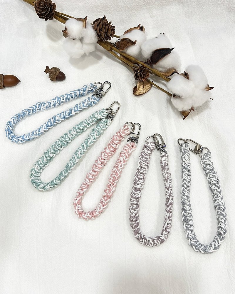 編織手機短掛繩【純棉-莫蘭迪系列】短繩/手腕掛繩/提帶/100%純棉 - 手機配件 - 棉．麻 