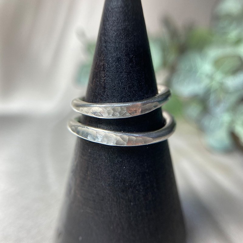 [Customized] 925 sterling silver hand-struck corrugated wire ring, open and closed, can be engraved as a commemorative gift - General Rings - Other Metals Silver