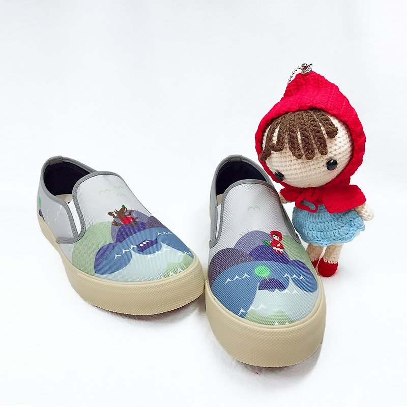 Fairytale casual shoes (Adult) - Little Red Riding Hood and Big Wolf Sun Moon Lake Tour Women's Shoes - Women's Casual Shoes - Nylon Silver