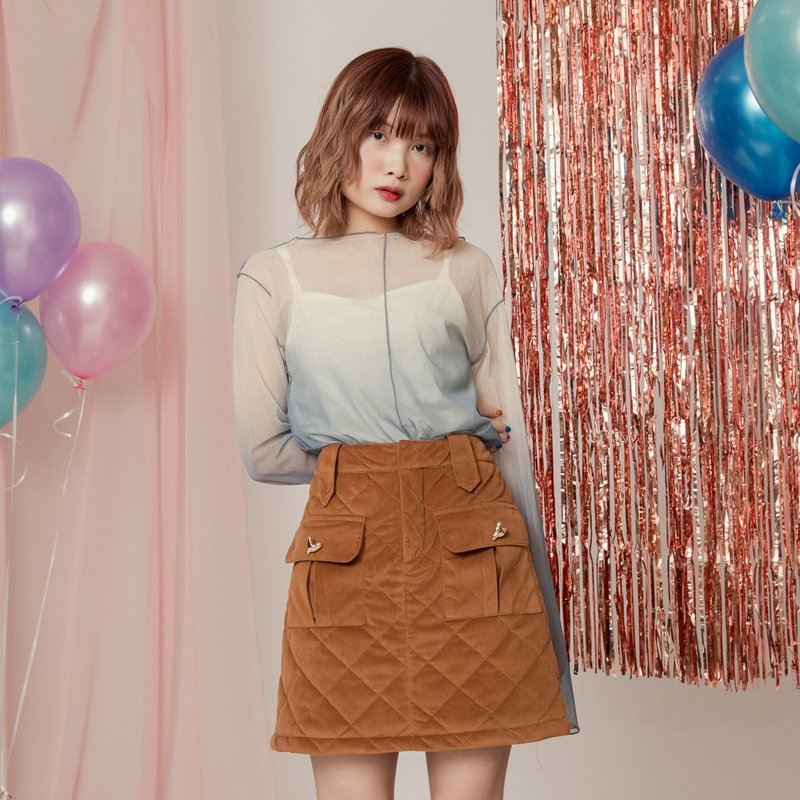 Brown sugar mini skirt - กระโปรง - ไฟเบอร์อื่นๆ สีนำ้ตาล