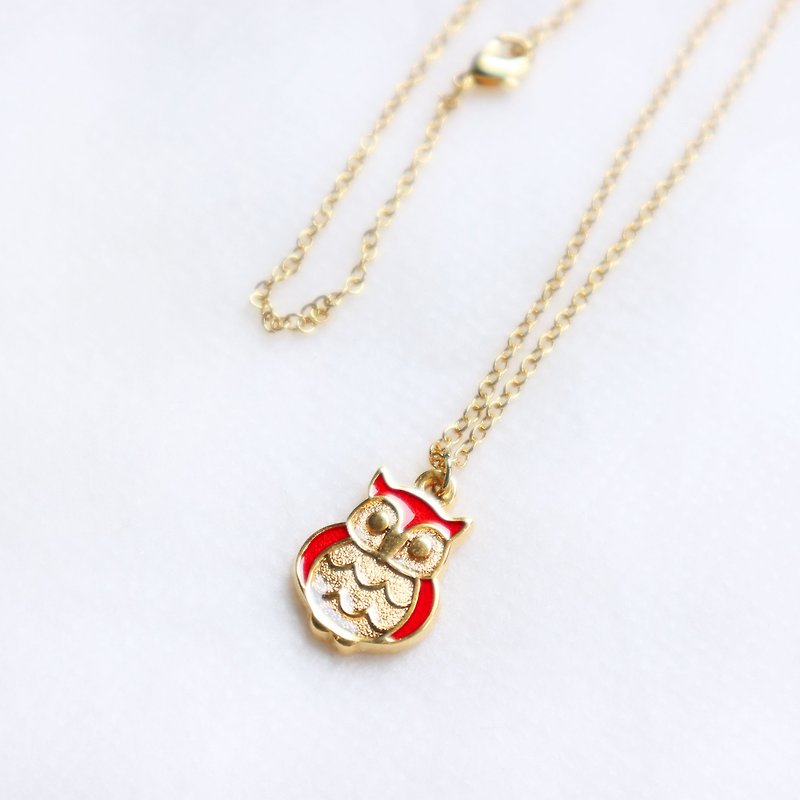 【Card Necklace】Taiwan Culture Color Style-Owl - Necklaces - Other Metals Khaki
