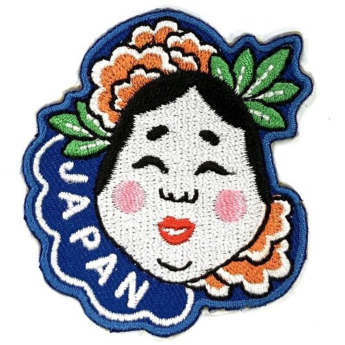 A-ONE 日本Q版 白臉能面具 地標熨燙刺繡背膠補丁 袖標 布標 布貼 補丁