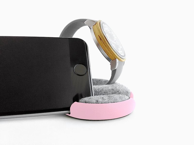 Unique multifunctional tray, Watch stand, Smartphone stand, Smart phone stand - Phone Stands & Dust Plugs - Eco-Friendly Materials Pink