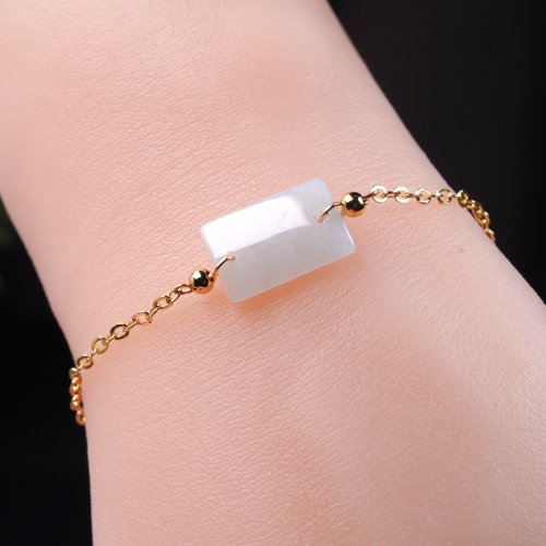 瓔珞珠寶盒 E.L.Jewelry Box 【願‧無事】冰種翡翠無事牌手鍊 14K包金 | 天然緬甸玉翡翠A貨|